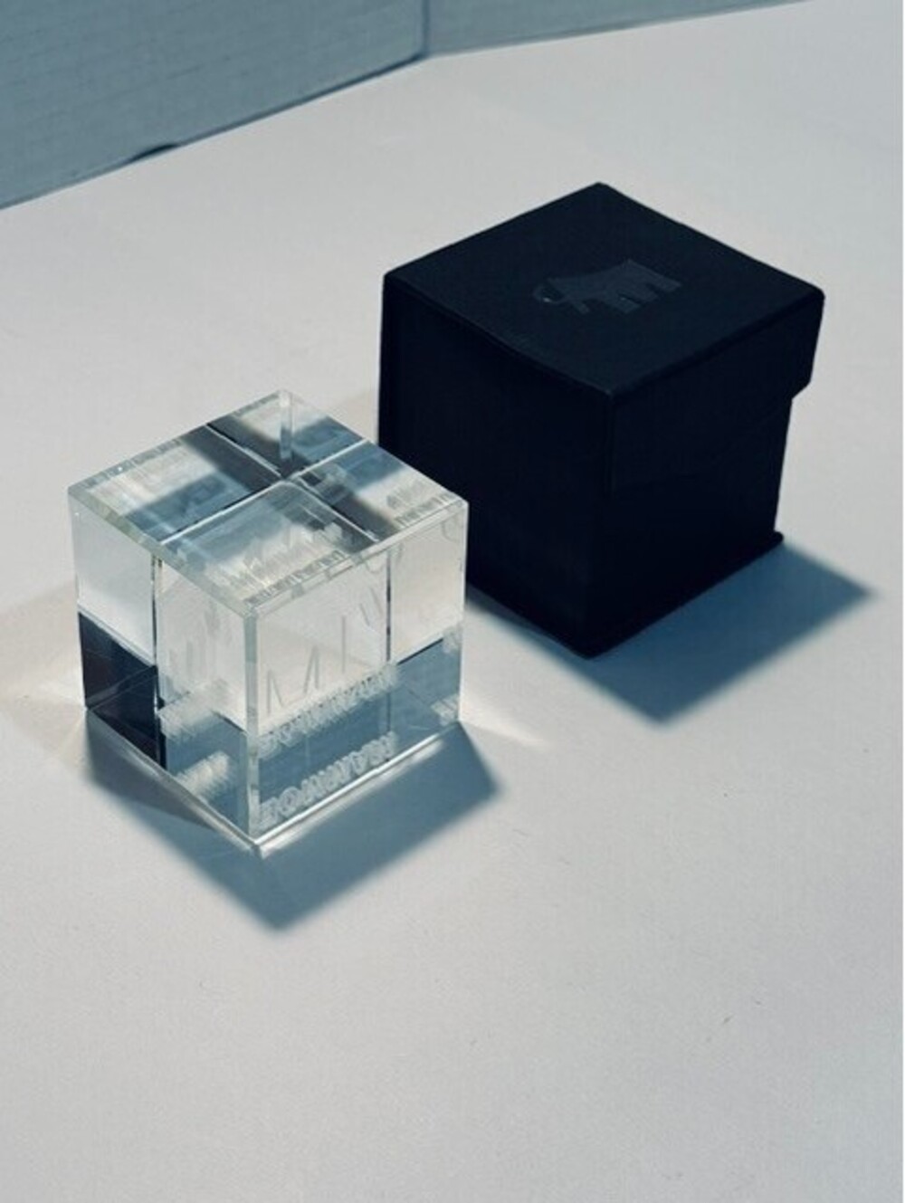 Mammoet Heavy Crane Transport 3D Laser Etched Crystal Cube Paperweight In Box